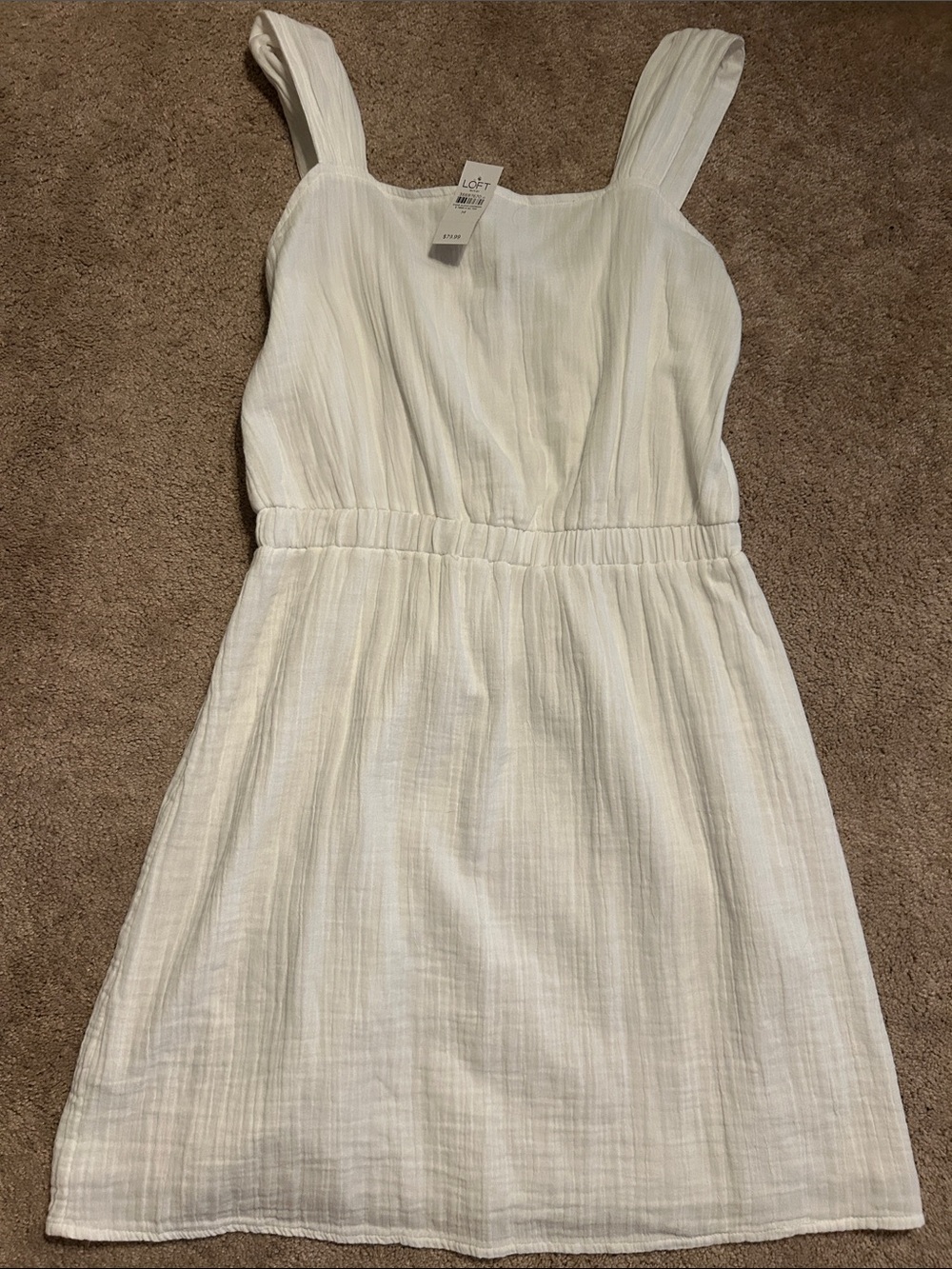 ‼️NWT‼️ LOFT Cream Textured Sleeveless Mini Dress